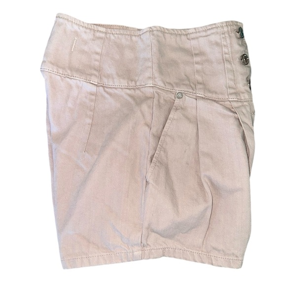 We The Free People Paris Pleated High Rise Button Up Macaroon Beige Denim 24 - Picture 8 of 16